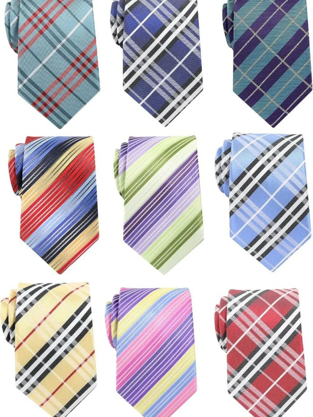 Lot of 9 Classic Men's Woven Jacquard Neckties - Stylish Formal Accessories